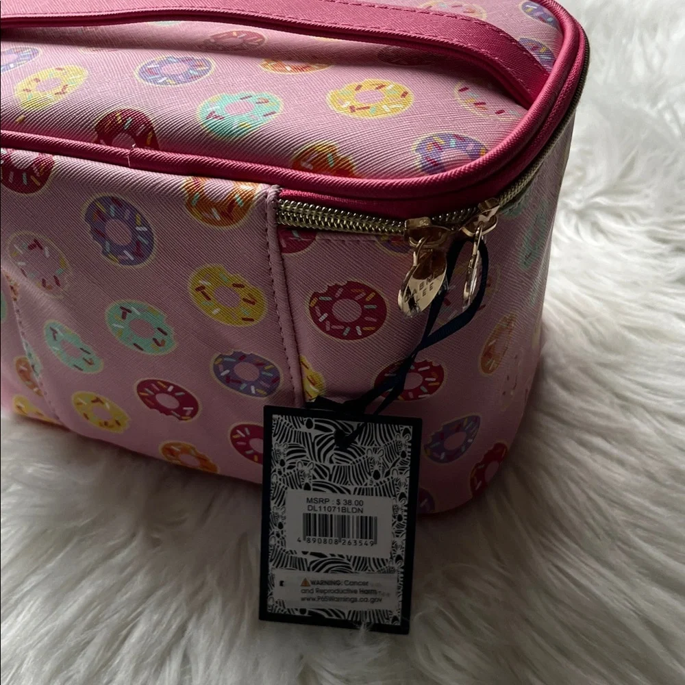 🆕Danny Lee Donuts Design Zippered Makeup Organizing Case Pink Travel Makeup Bag